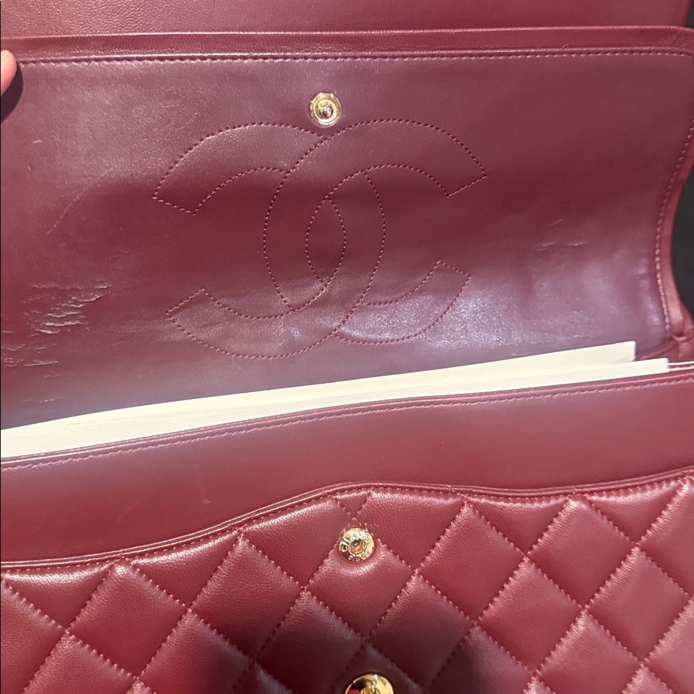 CHANEL Burgundy Quilted Shoulder Bag - Picture 14 of 15